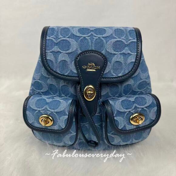 Coach Hadley Backpack In Signature Denim Gold/Indigo CDB95 NWT main image 4